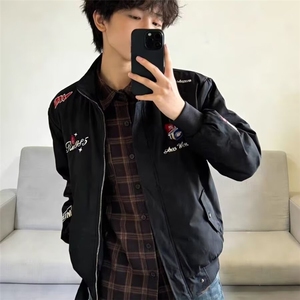 2026春秋美式嘻哈刺绣拼色棒球服外套男潮牌街头宽松情侣休闲夹克图片
