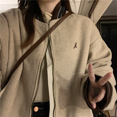 C869-P110美式复古毛呢外套女2025新款加厚拉链棒球服夹克宽松，男装夹克，星座911-2(原星座613-2）
