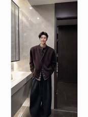 已下单~龙叨叨老钱风假两件格纹拼接长袖针织开衫外套MY2573批88，女装短外套，星座1411A-6