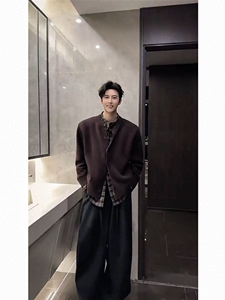 已下单~龙叨叨老钱风假两件格纹拼接长袖针织开衫外套MY2573批88图片
