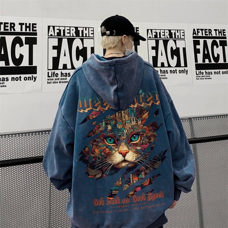 美式潮牌重磅水洗做旧连帽卫衣力推大码男XZ517A-2-Y7757-P68,男装卫衣,星座517A-2