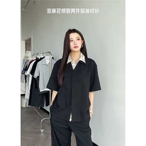 网络图慎用 图片只做展示大货已到翻领假两件衬衫DCS78045P65控98图片