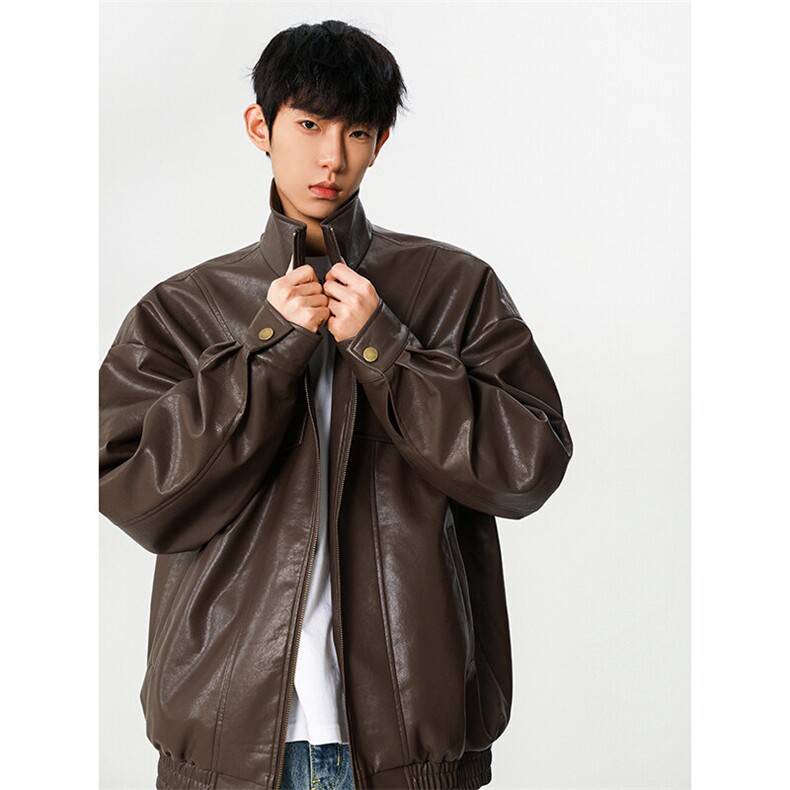 秋季新款质感皮衣C7045-TP75118复古机车服夹克美式外套男,男装夹克,电商A102
