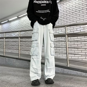 美式高街机能复古潮牌休闲长裤拖地阔腿宽松直筒多口袋G3108-P58图片