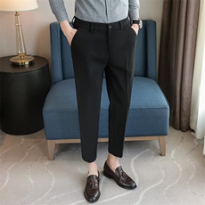 毛呢西裤男秋冬九分垂感锥形裤韩版加厚男士修身直筒休闲裤M11，男装休闲裤，星座1116A-2（原606A-1）