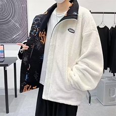 涂鸦棉服男女春季街头潮牌时尚压褶潮流双面穿棉衣外套201/P60，男装棉衣，星座506