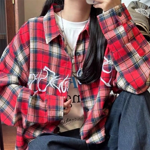 1506A/GCS3070/P36美式复古格子长袖衬衫男女春夏秋季潮牌图片