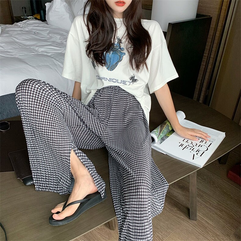 压褶阔腿裤女宽松复古高腰垂感百搭ins拖地长裤,女装连体裤,潮品会