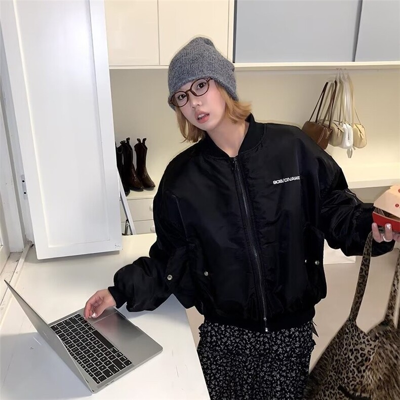 常规棒球领短款宽松版型美式棉服夹克外套男青少年拉链,男装夹克,星座716-3