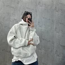 抖音得物高品质二开26春装重磅宽松结构拉链设计高领连帽卫衣W76，男装卫衣，电商A486-1