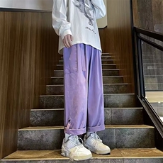 设计感卷边紫色九分裤子男款宽松直筒阔腿休闲长裤KA962，男装休闲裤，星座1116A-1（原606A）