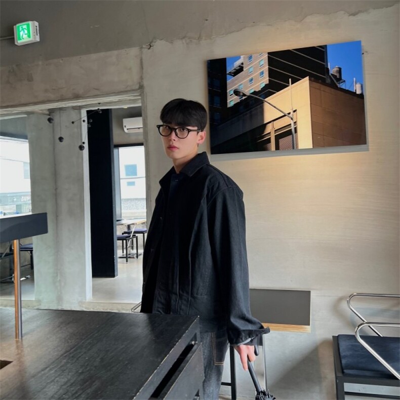 816B-NZ006-P852023春季男士牛仔布翻领夹克韩版潮ins痞帅外套，男装夹克，星座816B