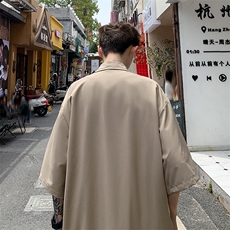 2026夏休闲褶皱冰丝凉感短袖五分袖半袖衬衫CS1800/特P30卡其3，男装T恤，电商A094