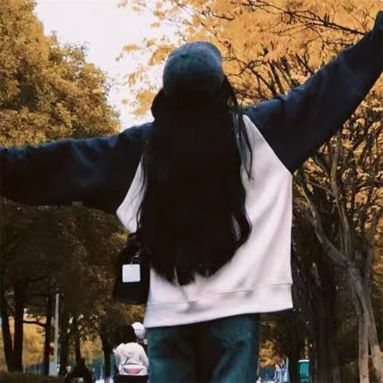 美式复古插肩袖圆领无帽薄款卫衣女春秋新款宽松oversize撞色上衣,男装卫衣,星座1210-1