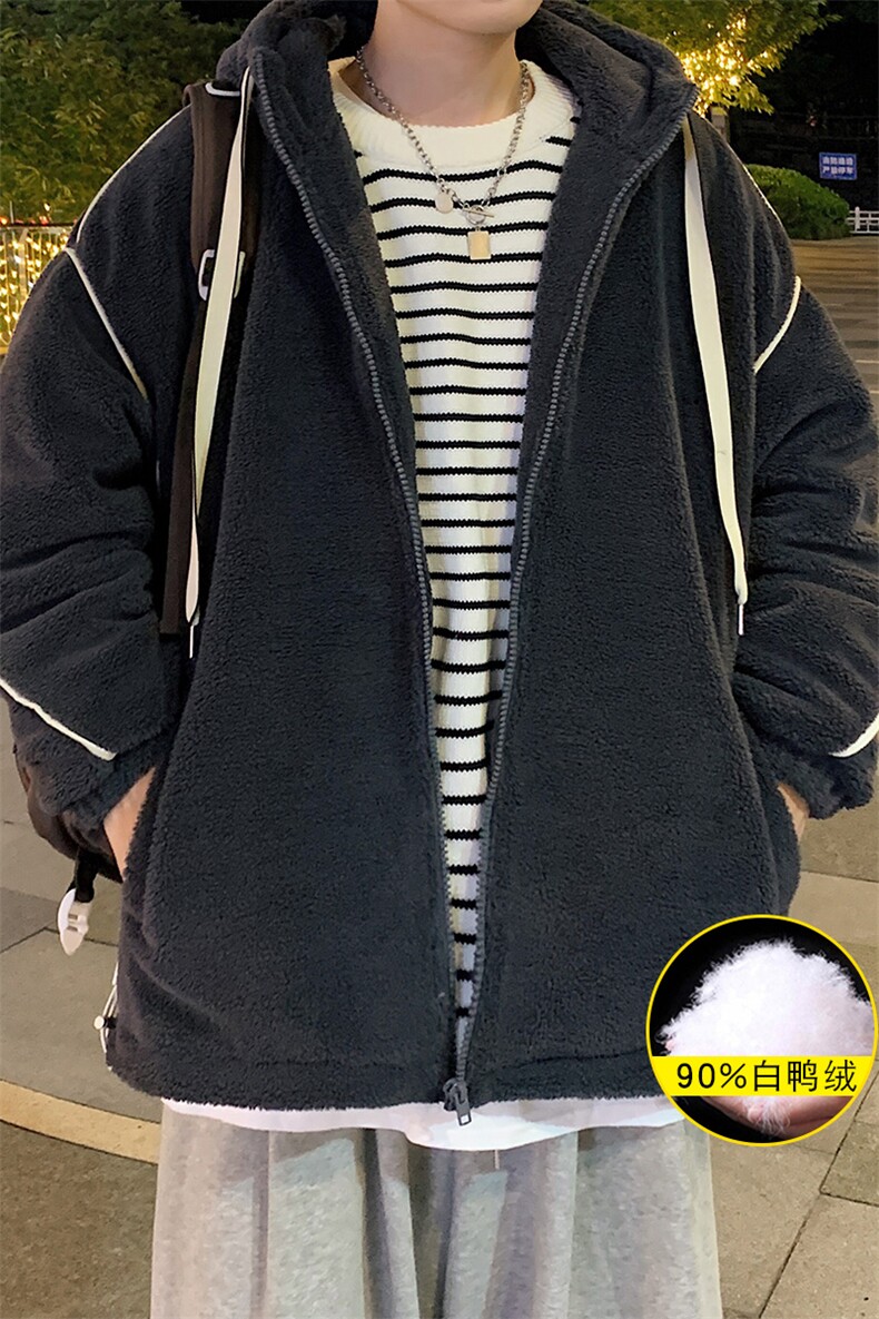 冬装青少年加厚羊羔绒连帽外套时尚羽绒服男女8153-P195控价268,男装羽绒服,电商A441-1