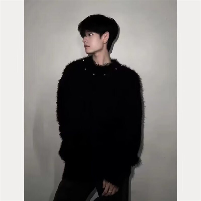 现货秋冬重磅金属纽扣圆领针织衫慵懒男士氛围感毛衣M71633-p63，男装针织衫/毛衣，星座1008