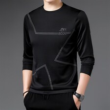 LM673男式2023春季新款长袖T恤男韩版商务休闲男装卫衣P35图片