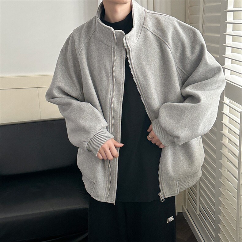 秋冬现货新款呢料外套男立领休闲呢子夹克A351-AJ2519-P115控168,男装夹克,电商A351