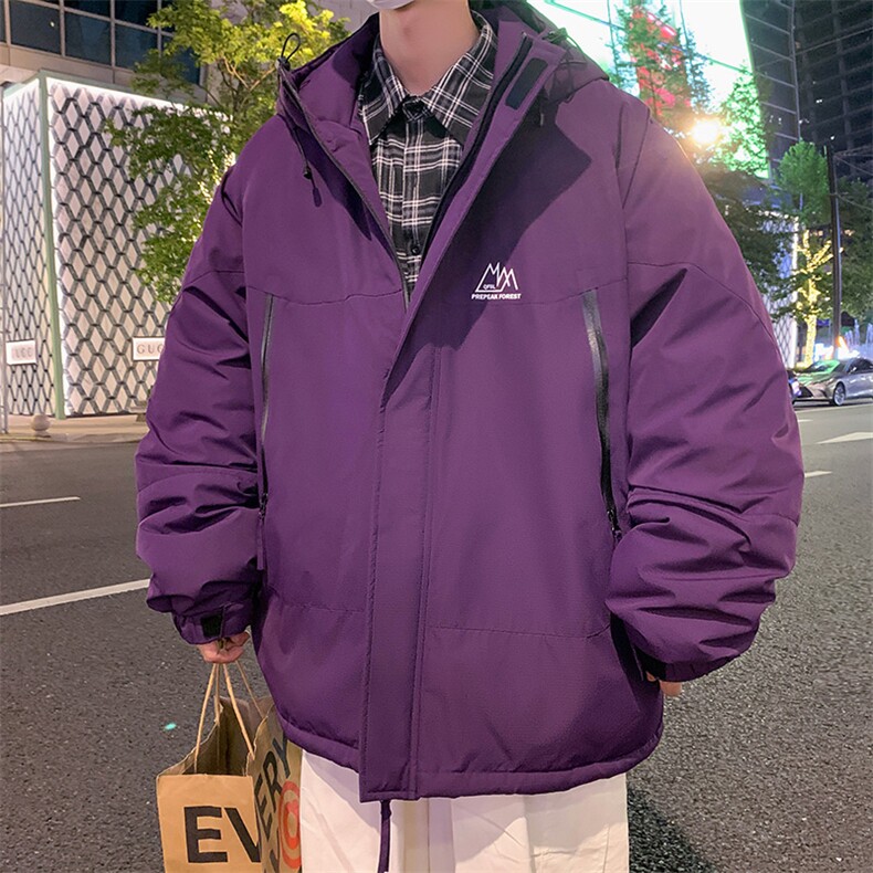 wassuphappy连帽冲锋衣棉服男款冬季潮牌户外登山保暖加厚棉衣服,男装夹克,电商D325