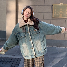 新款现货主推内里仿貂毛牛仔皮毛外套9908-P195-K288，女装短外套，2C129