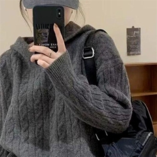 秋季新款纯色针织套头上衣时尚百搭，女装针织衫/毛衣，泰沅羊绒