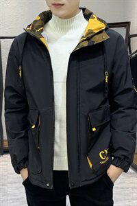 冬季迷彩棉服男模特加厚夹克风衣保暖外套工装棉衣黑色863加绒图片