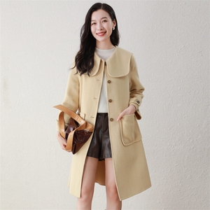 赫本风小个子双面羊毛大衣女2025新款秋冬中长款羊毛呢外套高级感图片