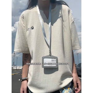 XZ809A/FFF05/P35/控48美式V领坎肩万针小狗绣花T恤,沙漠屠夫少女穿搭图片