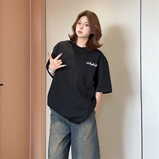 万针全刺绣工艺抖音得物高品质260克重磅纯棉双纱美式高街短袖T恤，男装T恤，电商A486