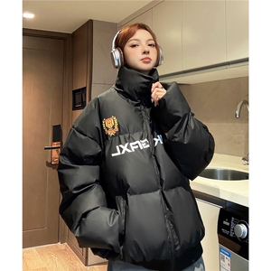 中性风冬装 大领子pu软皮棉服 棉衣休闲加厚外套男女 G1109 P128图片