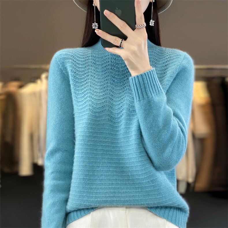 秋冬新款高领毛衣女宽松加厚韩版打底长袖燕麦针织衫潮,女装羊毛衫,大美人高端店
