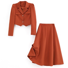 职业套装女高级感2024春秋新款时尚气质女神范小西装连衣裙两件套，女装套装/套裙，卡杰菲