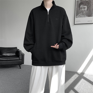8XL-M重磅软糯美式半拉链立领卫衣男秋宽松大码复古POLO衫WY32P58图片