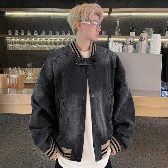 美式复古宽松水洗牛仔外套短款棒球服夹克休闲百搭夹克JK8948,男装工装外套,星座516A