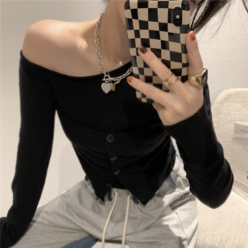 斜肩排扣针织，其它，XTZ style