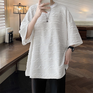 夏季新款特殊面料短袖t恤男士大码港风半袖潮M-5XL A125-T90-P35图片