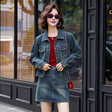 牛仔短裙套装女春秋2025新款时尚洋气减龄时髦今年流行爆款套装裙，女装套装/套裙，雅静靓衣