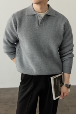 高品质800g老钱风polo领宽松大码潮针织衫毛衣男MY124-特P50控128，男装针织衫/毛衣，电商A001-1