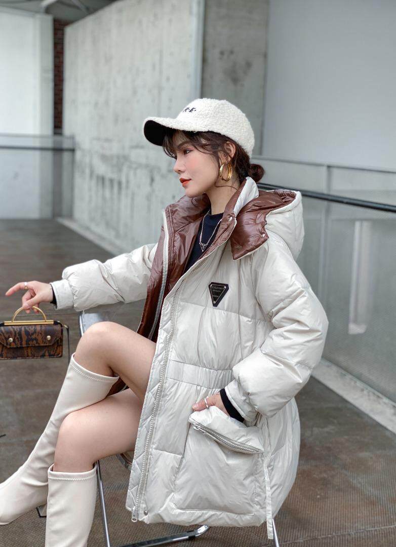 【现货】新款拼棋盘格羽绒服，女装羽绒服，可可西米