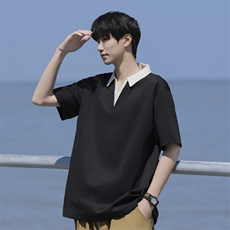 夏季大码公版拼色翻领POLO衫男休闲T恤短袖，男装Polo衫，星座1107-1