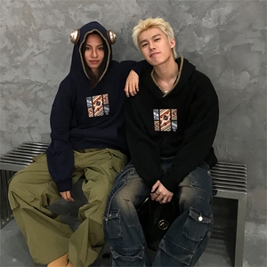 抖音得物高品质  25秋冬美式重磅宽松纯色连帽贝壳刺绣卫衣AW6301图片
