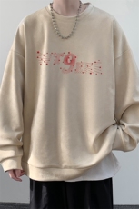麂皮绒卫衣男大码重磅长袖t恤男JW81442-P35加绒款P45，男装T恤，电商A040