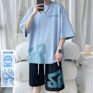 2025 夏季新款 旋律风车大码冰丝印花短袖套装M-5X HQ25561-P60图片
