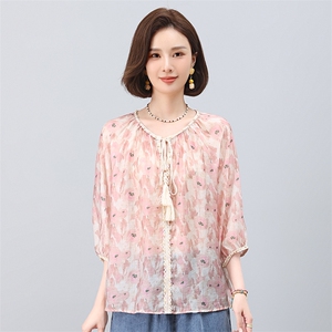 【TA】甜美浪漫气质洋气百搭小衫2025夏新款专柜撤柜品牌女装图片