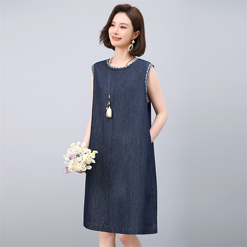 2025年夏季中长款牛仔连衣裙,女装连衣裙,小林双子