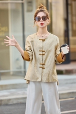 新中式国风提花外套2025年春季复古唐装显瘦好看百搭优雅盘扣上衣，女装短外套，铭街依杨