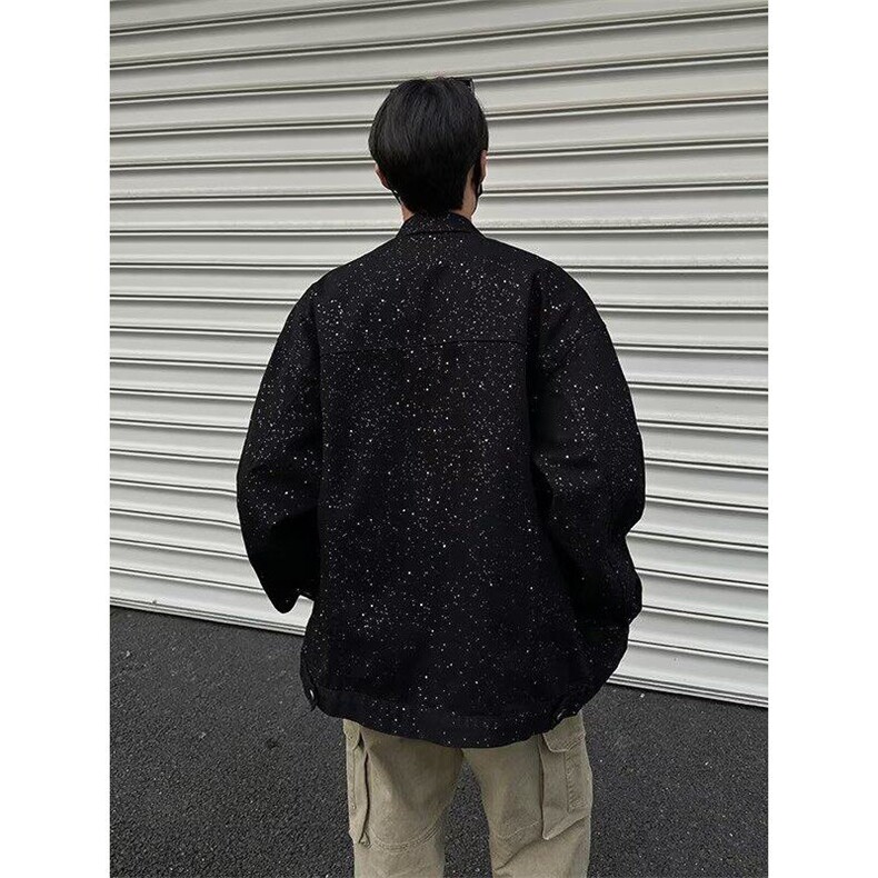 高街满天星外套男夹克潮流2025春季宽松痞帅休闲上衣W6365-P76,男装夹克,星座412-3