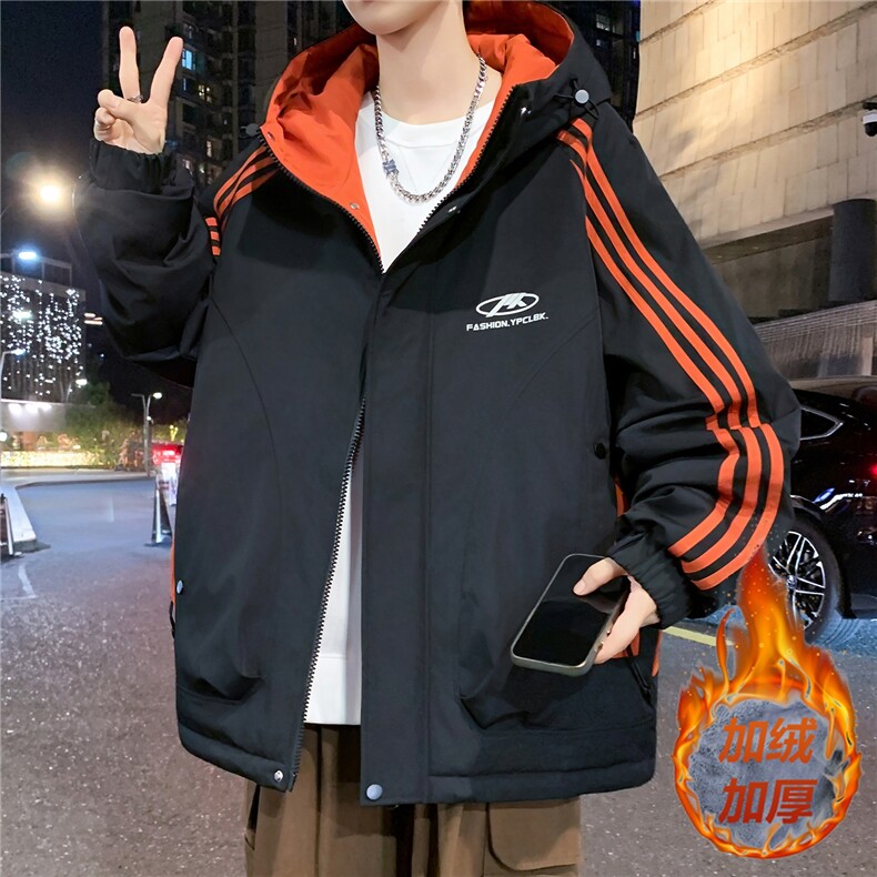 数据款秋冬季加绒加厚青少年连帽夹克男潮牌设计感外套JK8801-P75,男装夹克,星座301D(原星座1004-8）