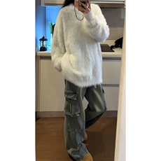 韩式文艺纯色圆领毛衣加绒软糯毛茸茸打底针织衫上衣HY609TP60，男装针织衫/毛衣，电商A102B