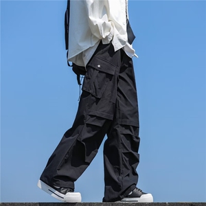 美式复古多口袋速干工装裤男女潮牌夏季宽松休闲伞兵裤男Q125/P50图片